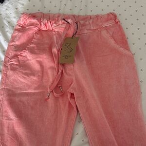 Stylish Pink Drawstring Trousers